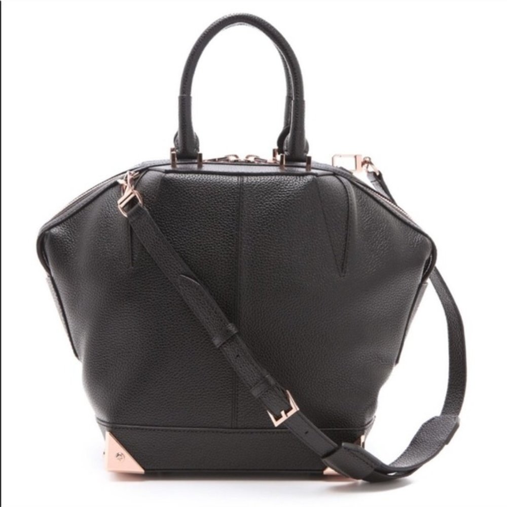 Alexander Wang Emile Tote Black Leather Rose Gold